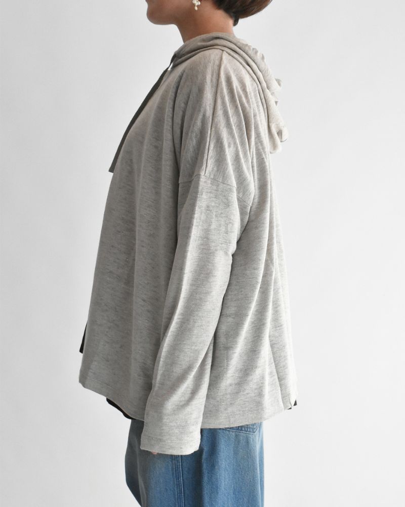 Linen Hooded Cardigan in Natural