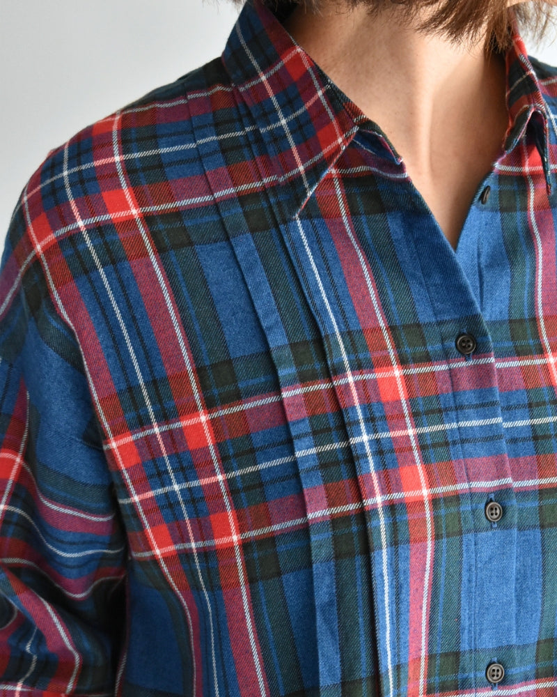 Indigo Tartan Foundation Shirt Dress in Indigo