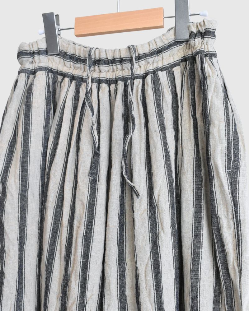 Linen Cotton Stripe Pants in Natural/Indigo