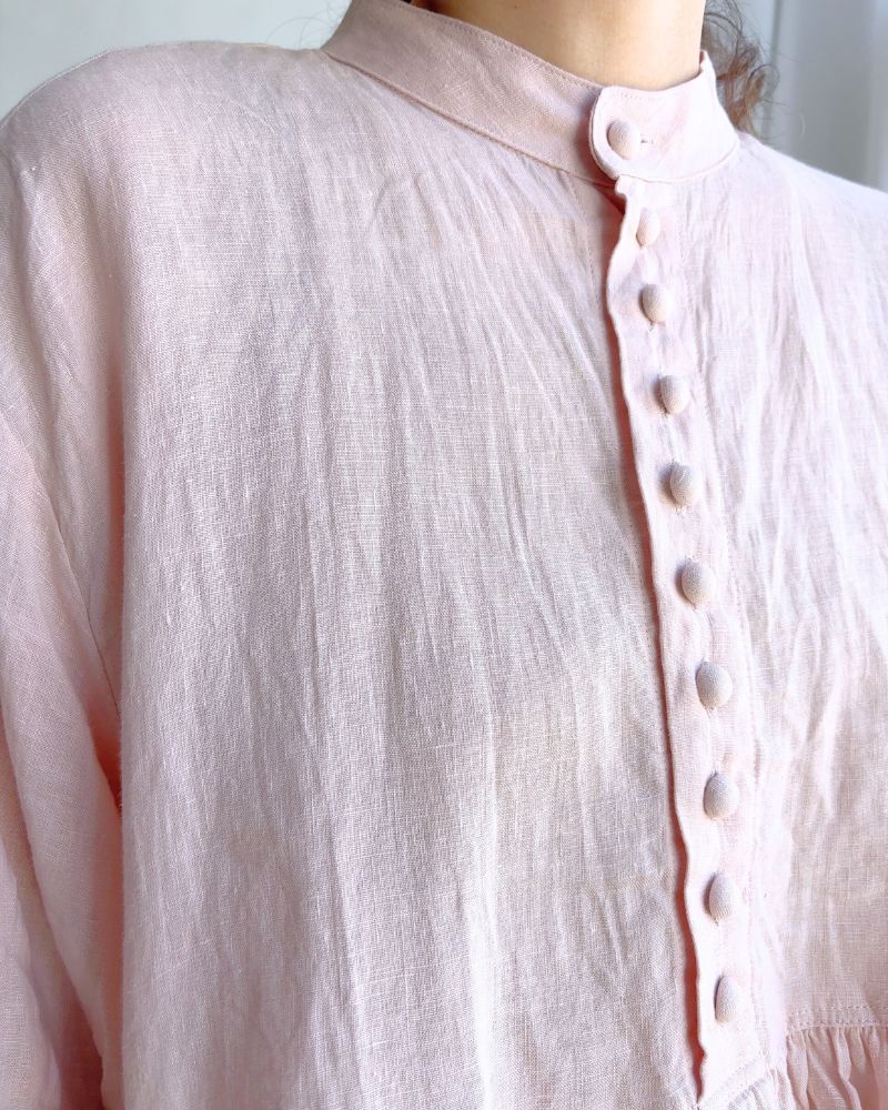 French Linen Dress in Pink