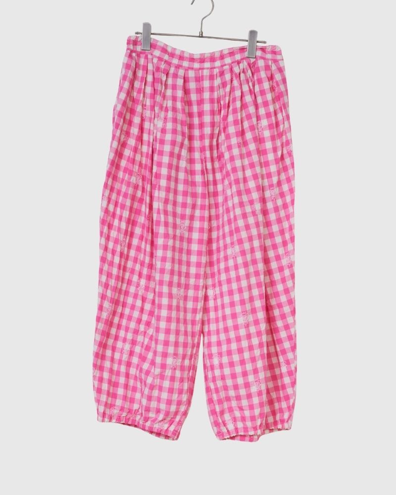 [Pre-order] S/S G1148 ORIGINAL EMBROIDERY LACE GINGHAM ameri PANTS（End of January – early February）