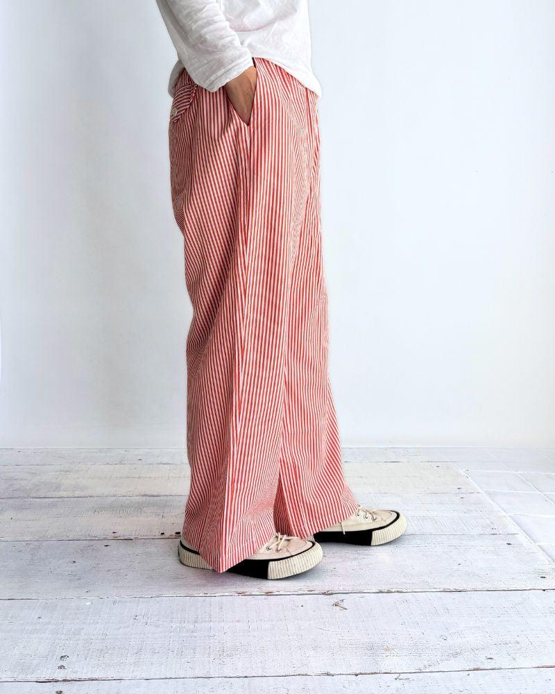 POPLIN STRIPE EASY PANTS in OrangeStripe