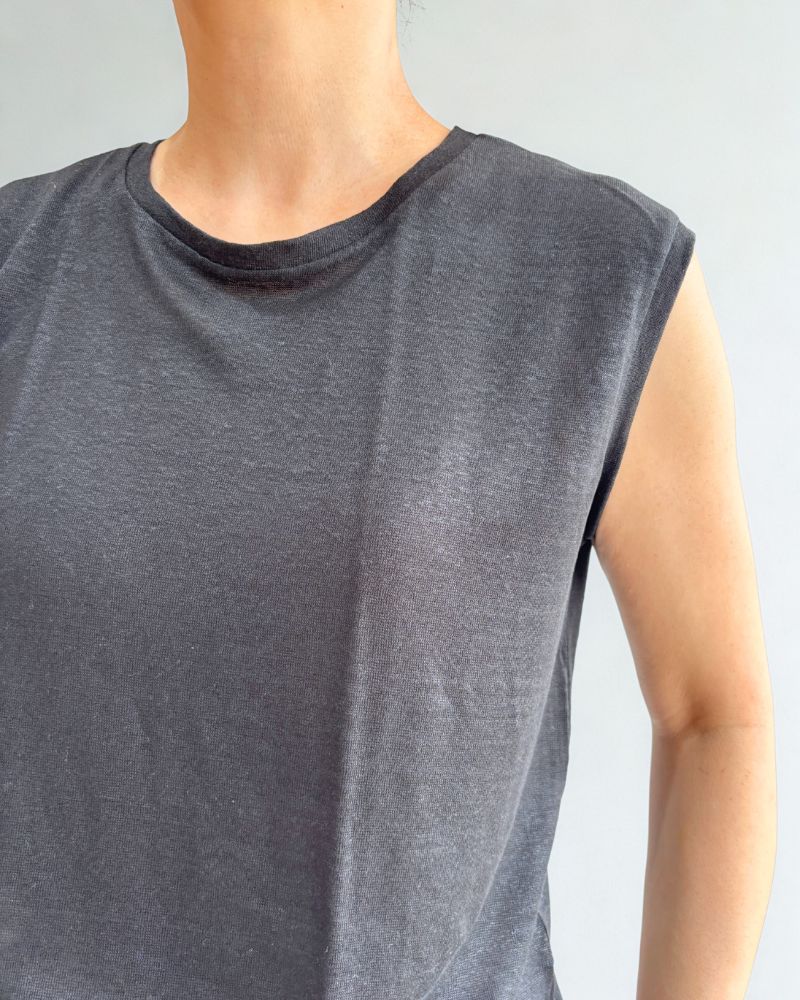 Linen Tank Top in Black