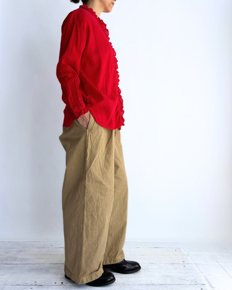 FRILL COLLAR SHIRTS in DeepRed