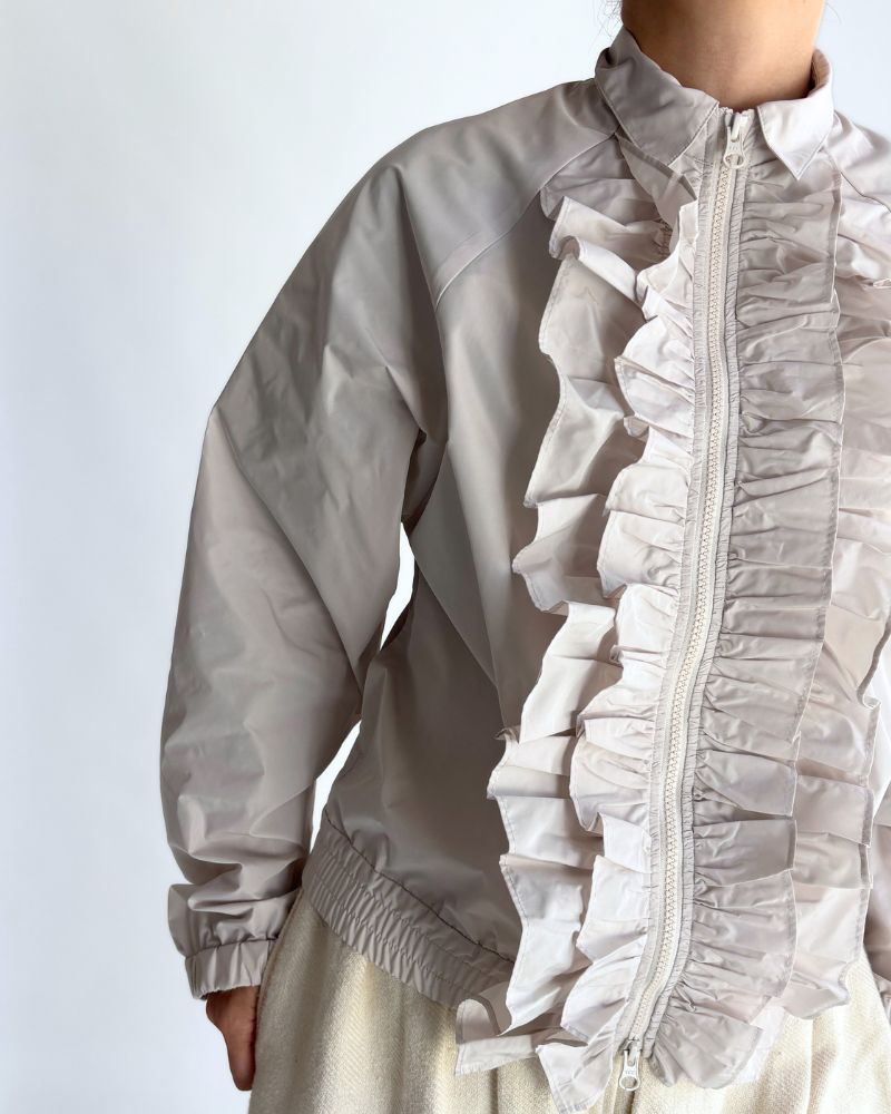 Front Frill Zip-Up Jumper in IceGray