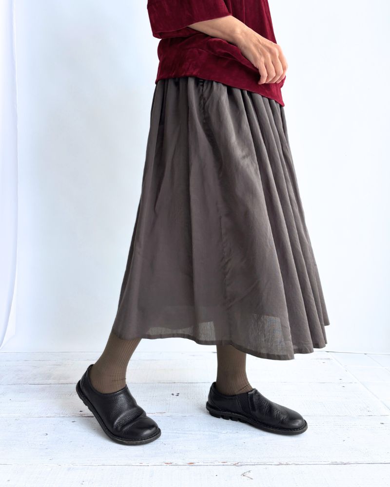 RAJASTHAN TUCK GATHERED SKIRT WITH LINING in Gray