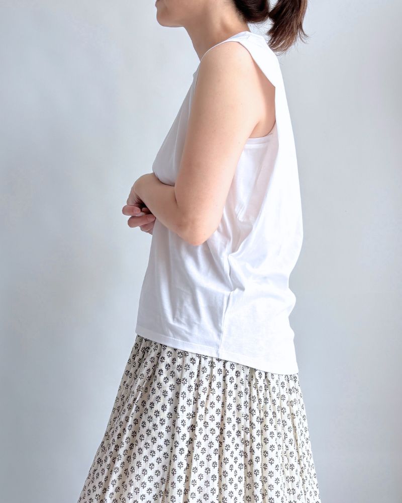 Shoulder Tuck Tank Top in White