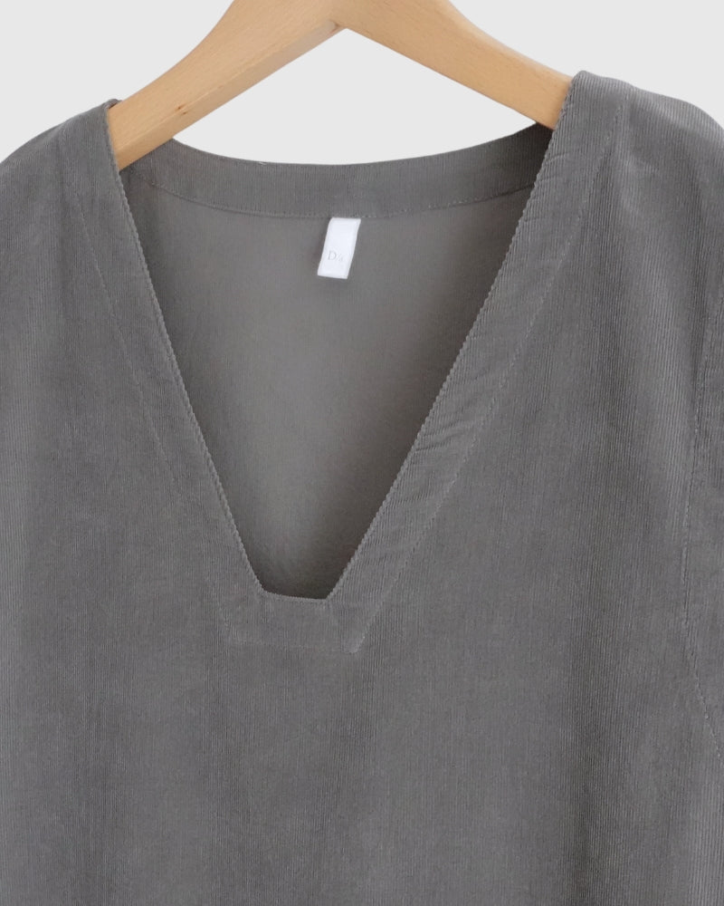 Work Pullover Vest (Corduroy) in Gray