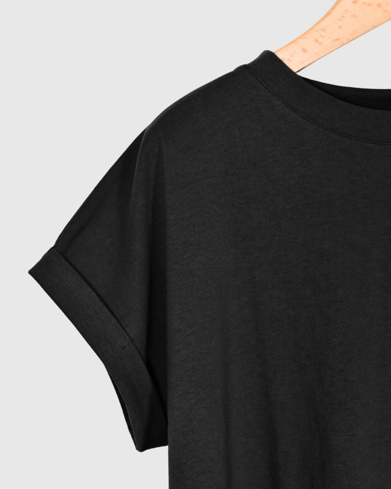 ROLLUP SLEEVE TOPS 'FERRIO' in Black