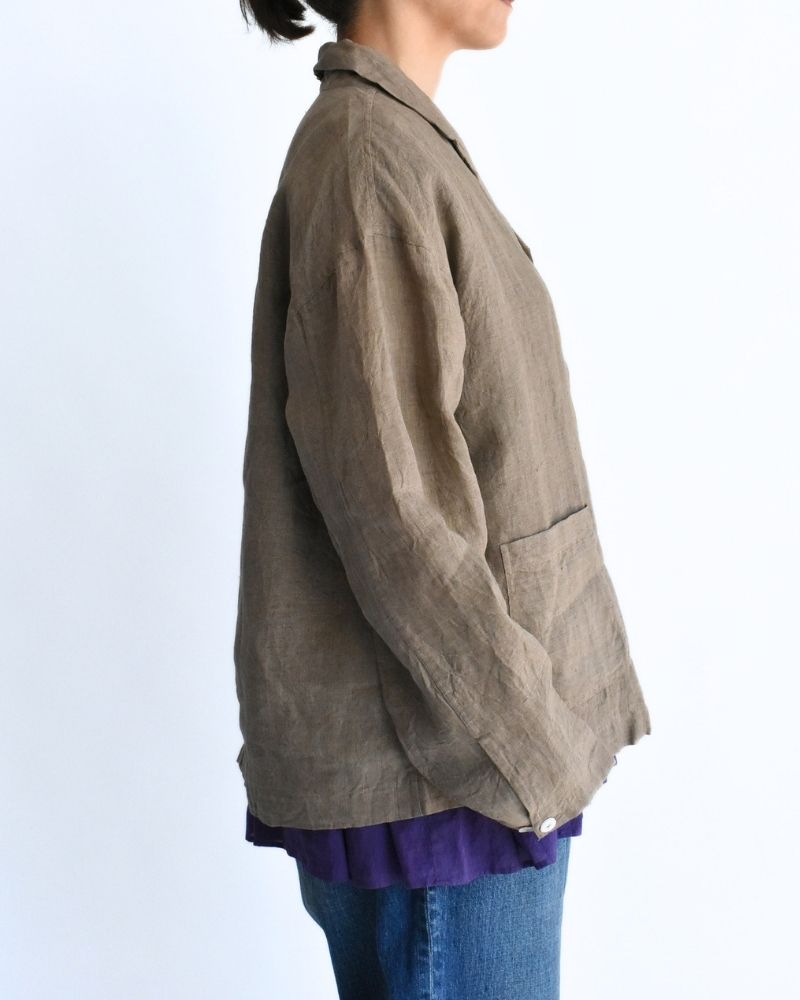 Handwoven 60x60 Linen Jacket in Beige