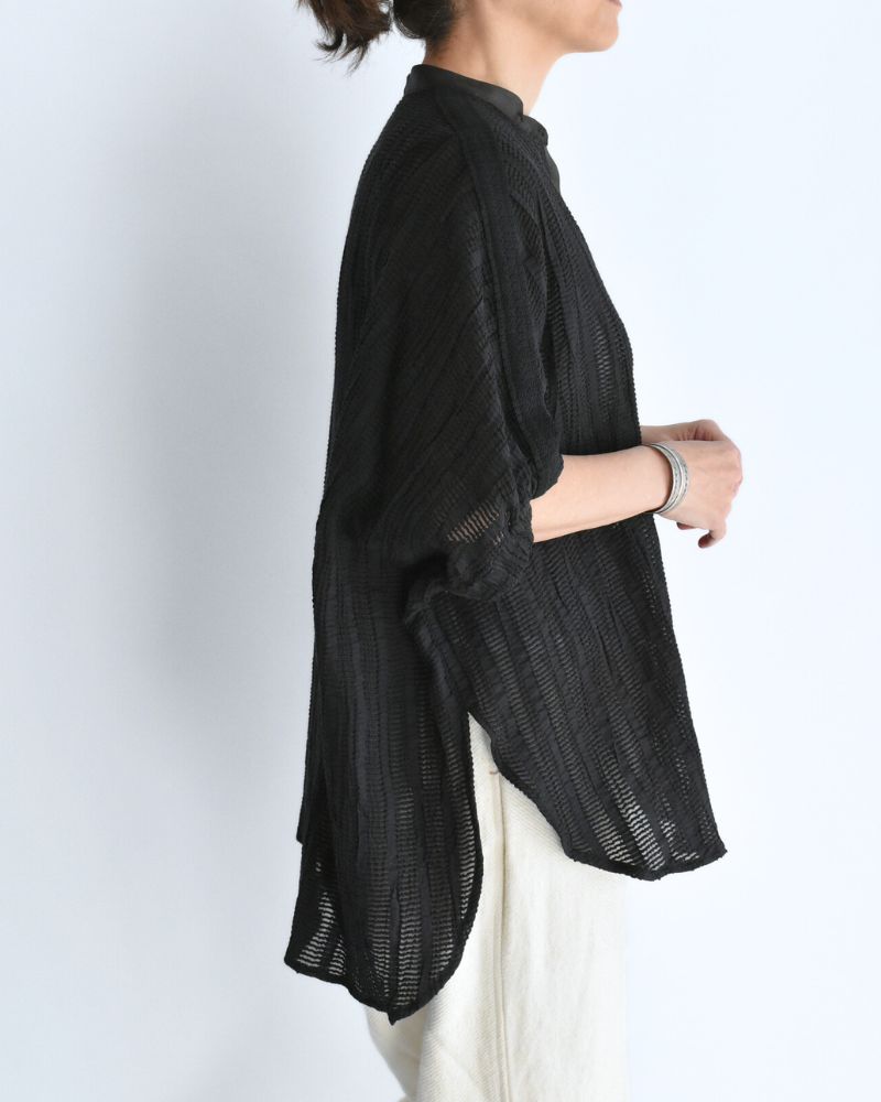 Wide Square Blouse in Black