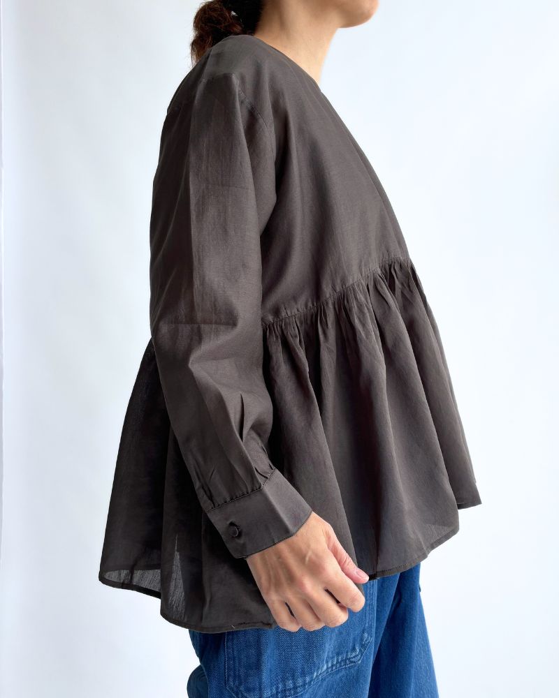 RAHASTHAN TUCK GATHERED PULLOVER in Gray