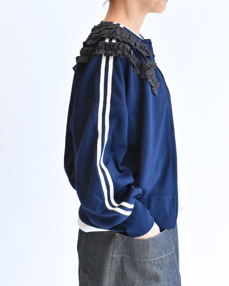 Track Frill Cardigan in Navy