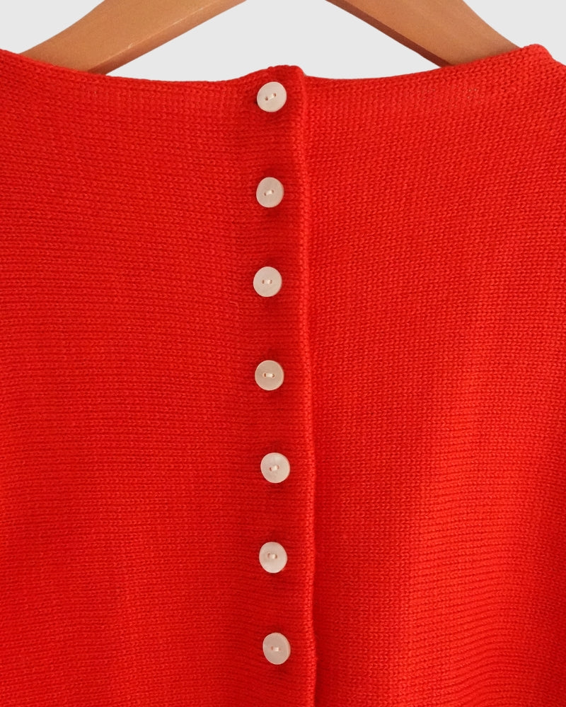 Bottleneck Boiled Wool Knit in Red