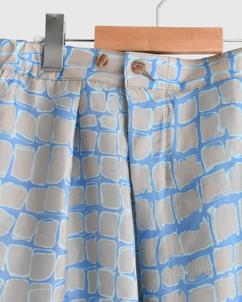 Cobblestone Pattern Easy Pants in SaxBeige