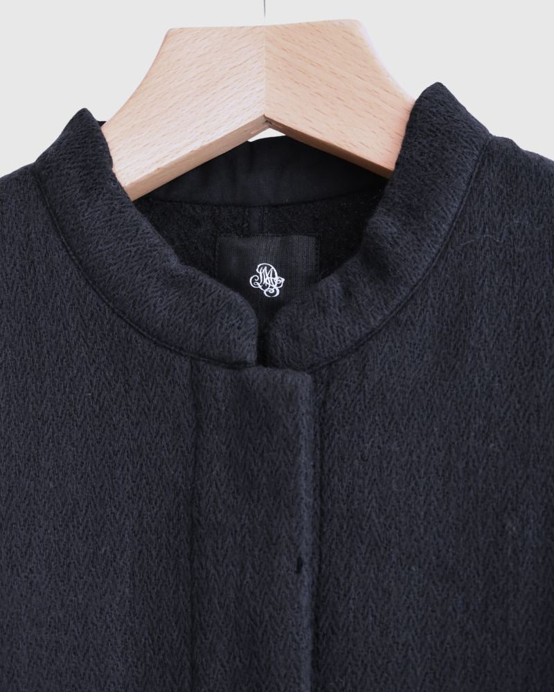 STAND COLLAR FLY FRONT JACKET in Navy