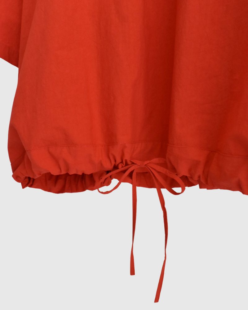 Drawstring Pullover in Orange