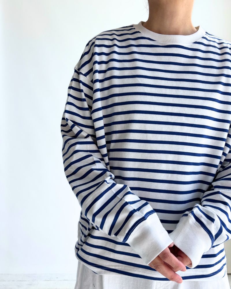 Tuck Cocoon T-shirt in Blue/White