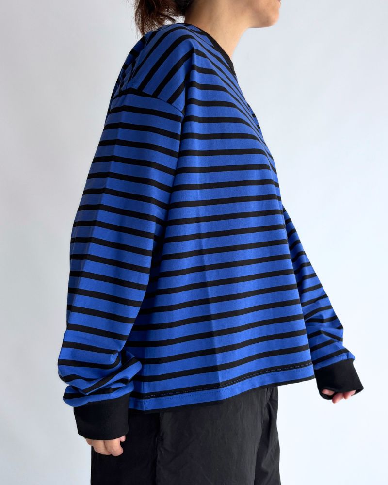 Taco Cotton Striped Long Sleeve T-Shirt Royal in Navy/Black
