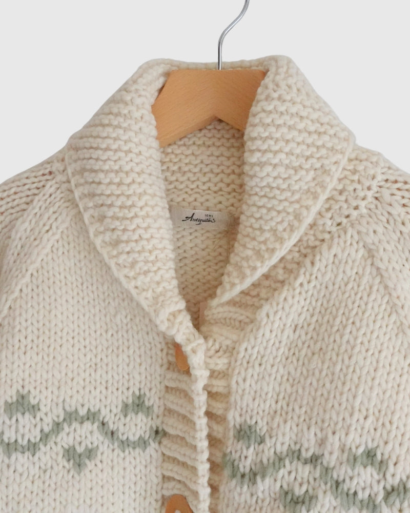 Wool Hand Knit Cardigan in White