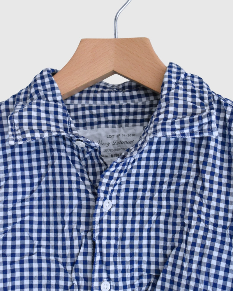 Regular Collar Long Sleeve Shirt in BlueGingham