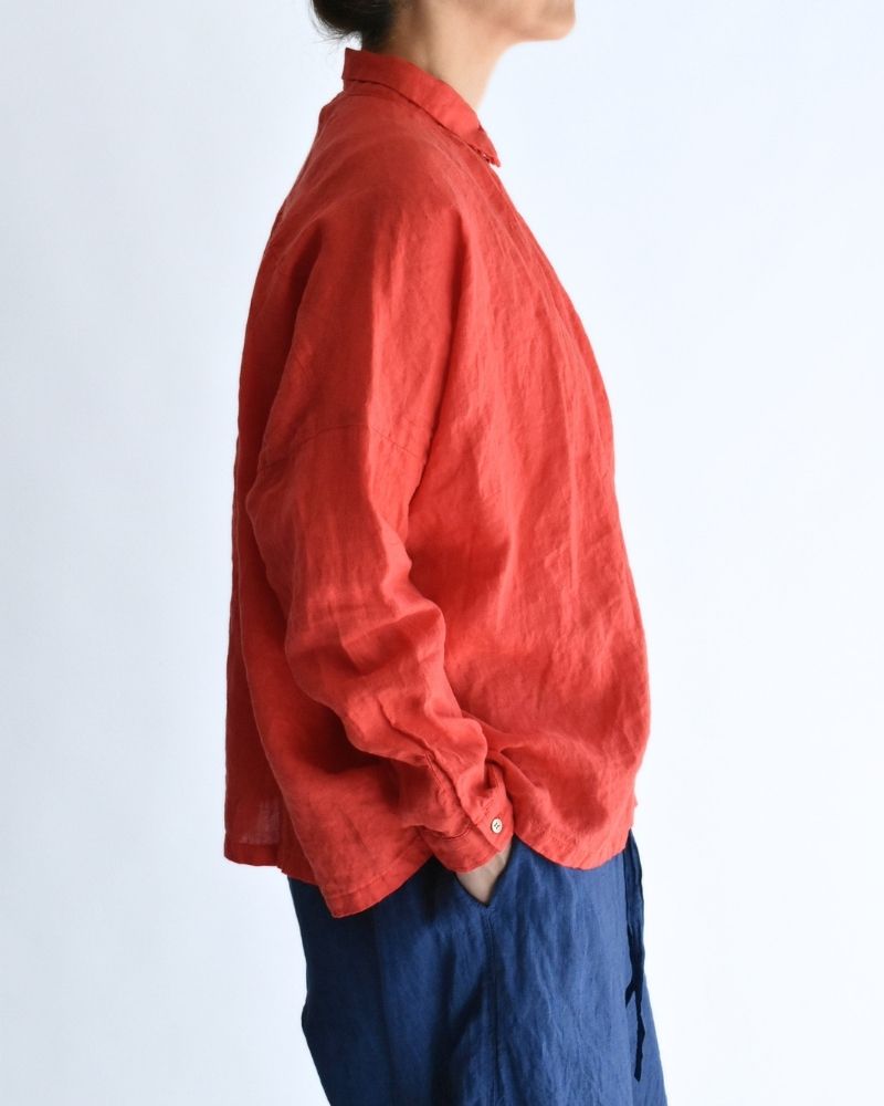 French Linen Shirt in Red
