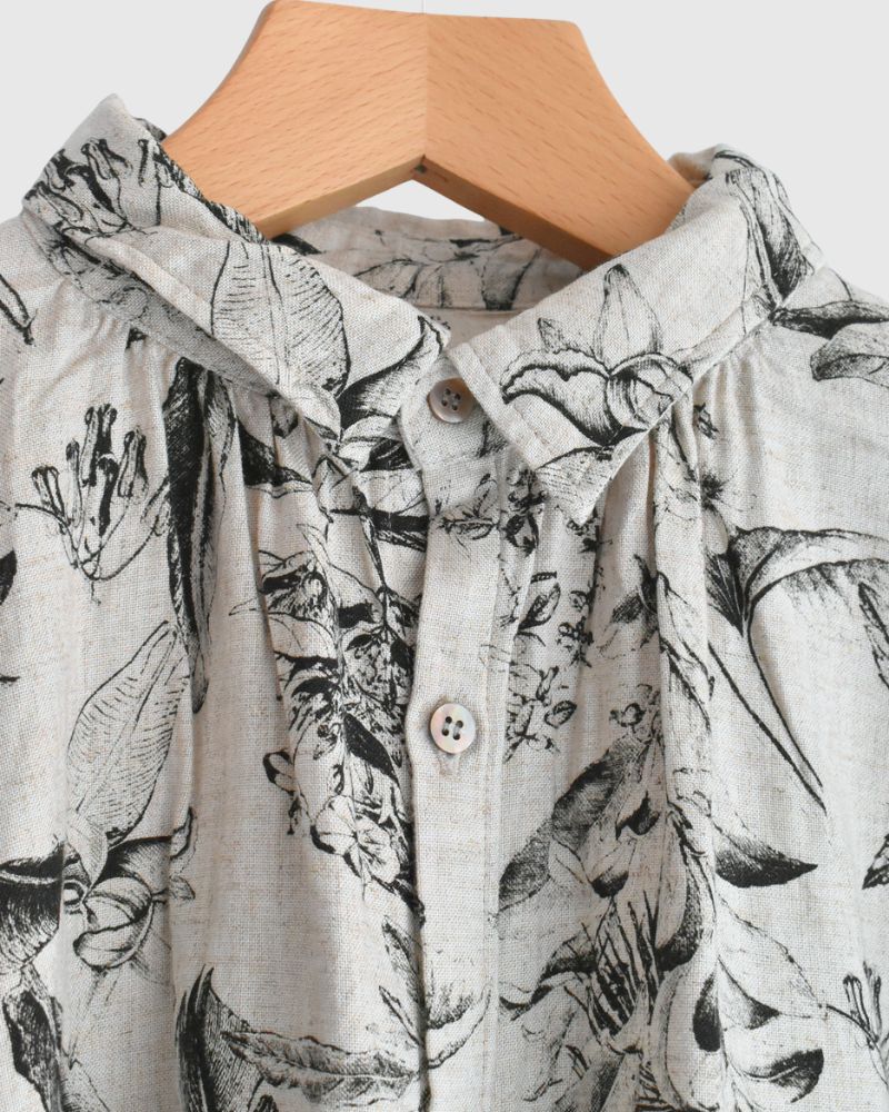Botanical Print Shirt in Natural