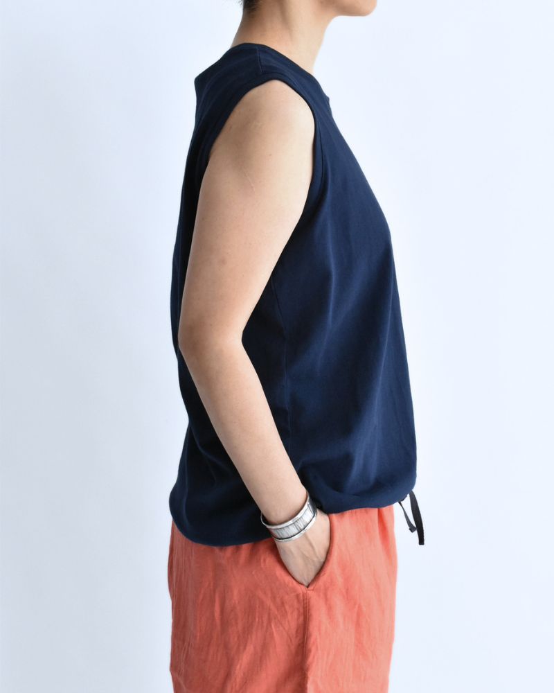 Sleeveless Drawstring T-shirt Navy