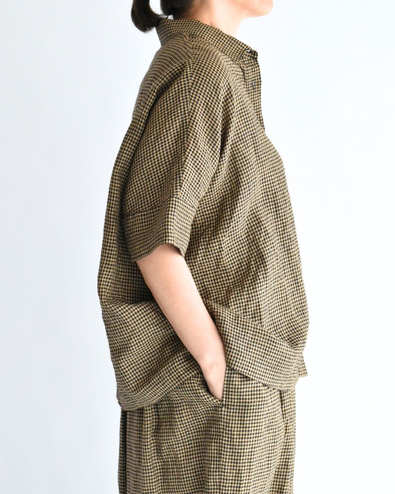 Wide Cuffed Shirt in Camel/Black