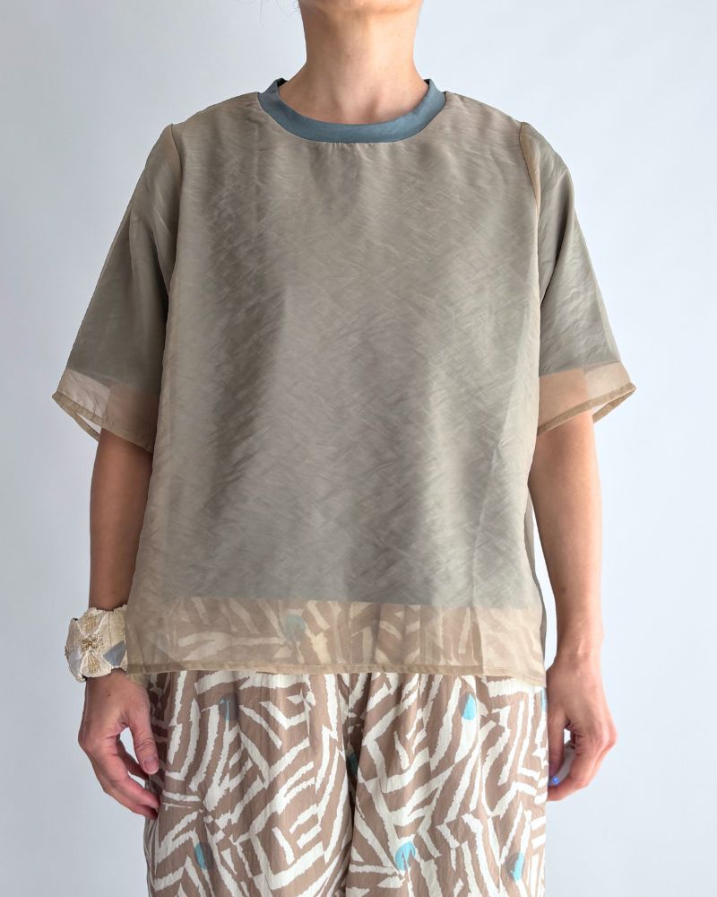 Sheer Layered Top ‘SAN’ in KhakiBeige