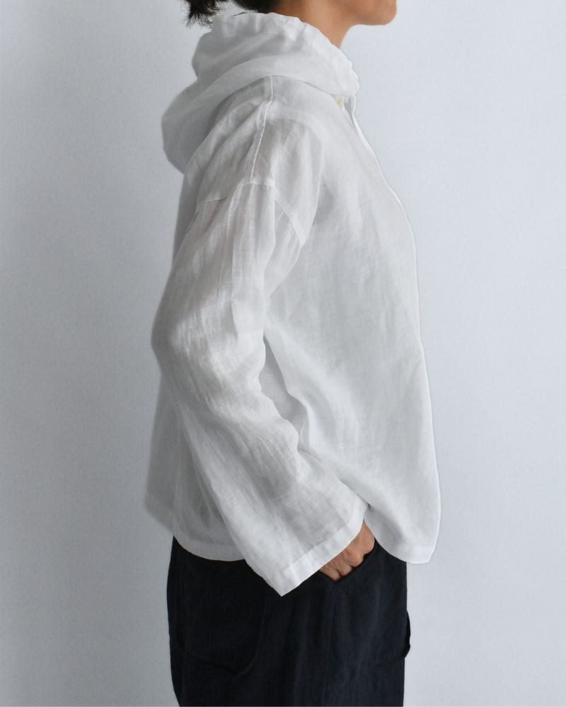 Hoodie Shirt (LINEN) in White