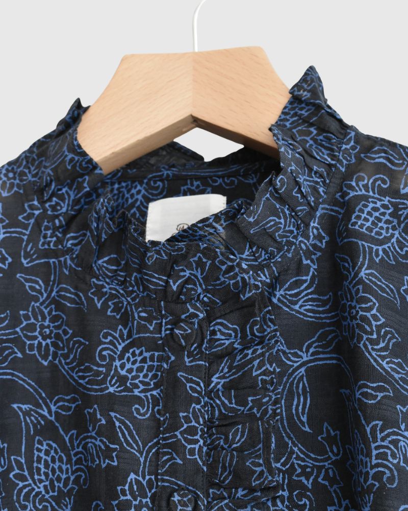 FRENCH/SL FRILL COLLAR SHIRTS in Navy/Blue