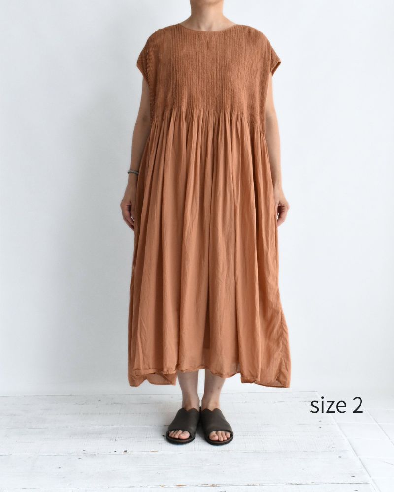 Crew-Neck F/SL Dress with Pintuck in DarkOrange