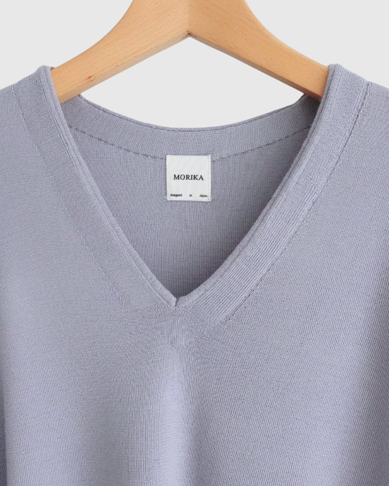 Deep V-Neck Sweater in Gray