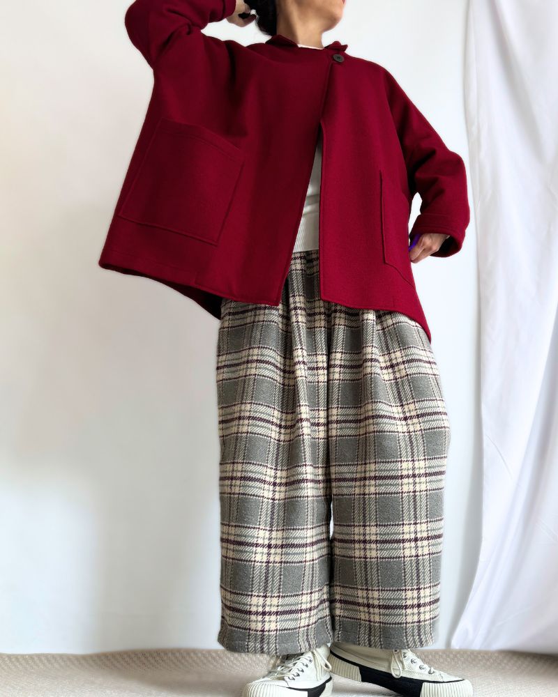 Stand Collar Square Jacket (W/N) in Red