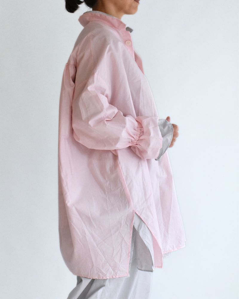 Cuff Ruffle Oversized Shirt in Pink