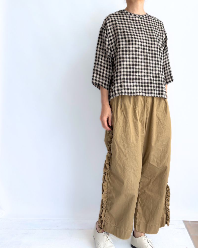Gingham Check Pullover in Natural/Black