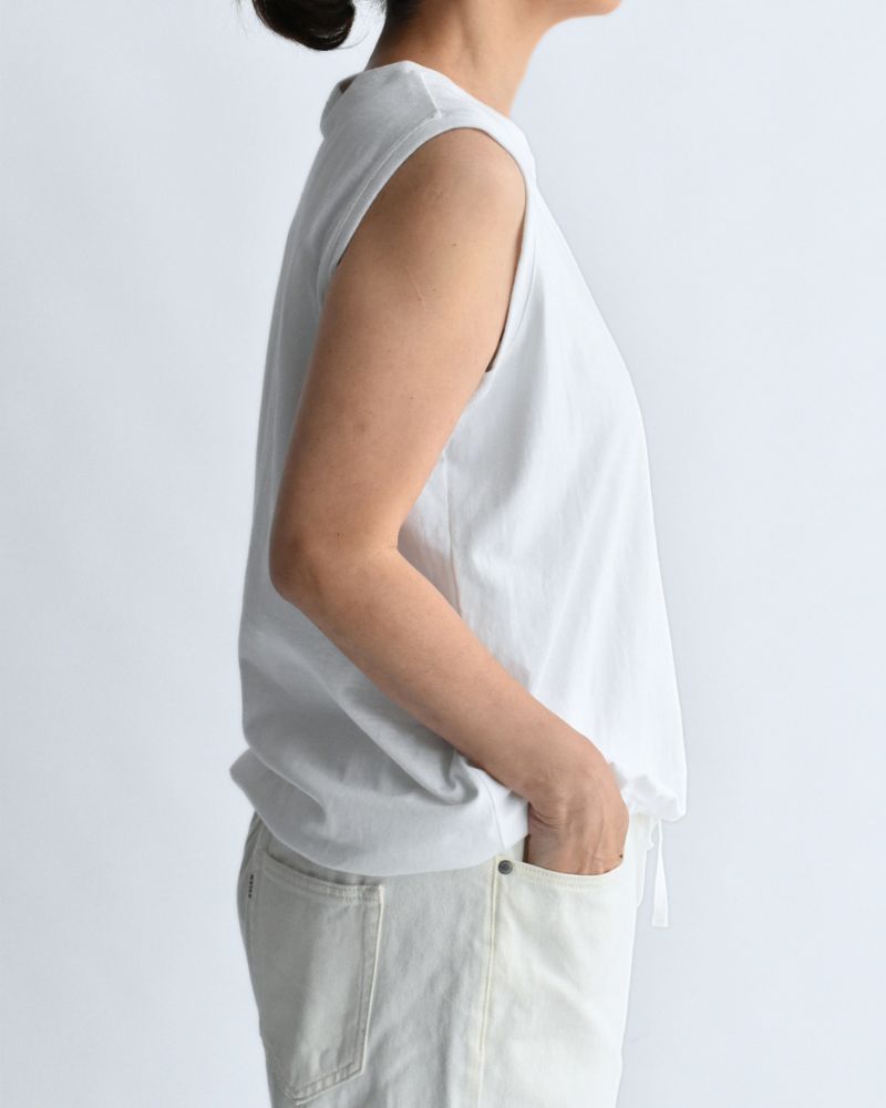 Sleeveless Drawstring T-shirt White