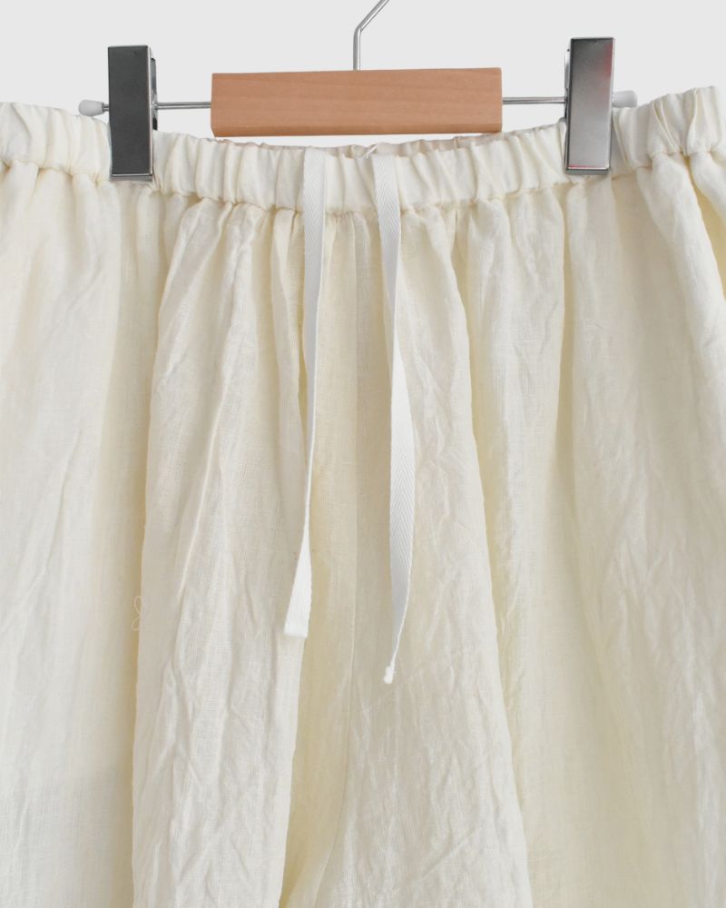 Wide Cocoon Gathered Pants (LINEN) in OffWhite