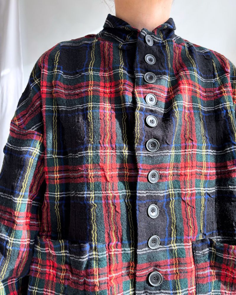Cotton wool tartan jacket in Black