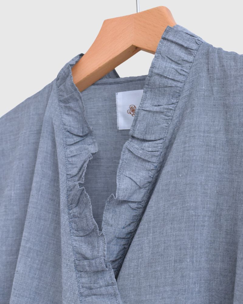 Frill Cache-coeur Shirt in Blue