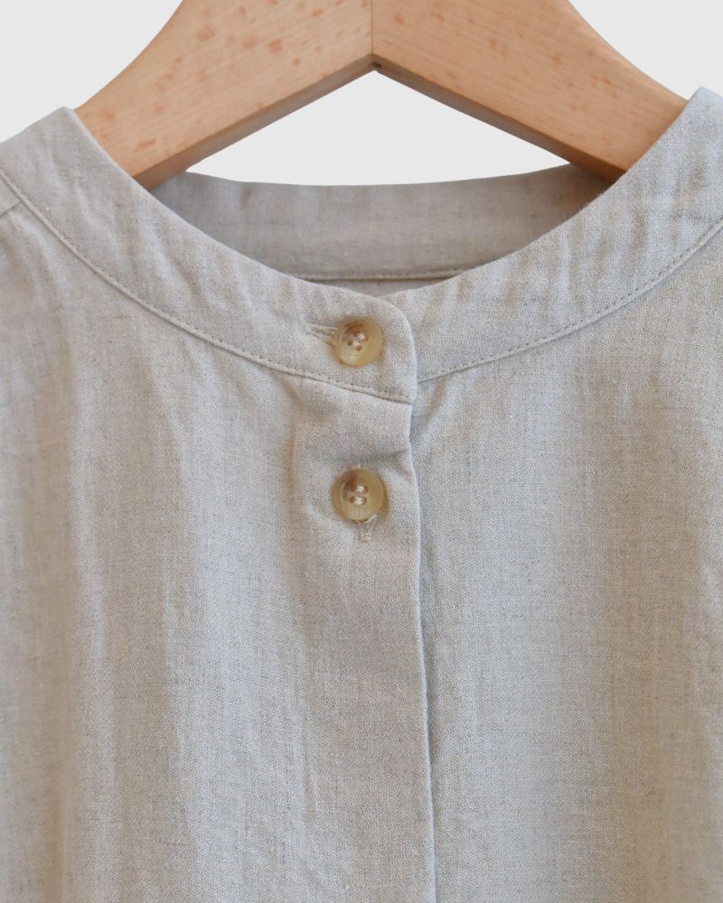 Camille Band Collar Shirt in Natural