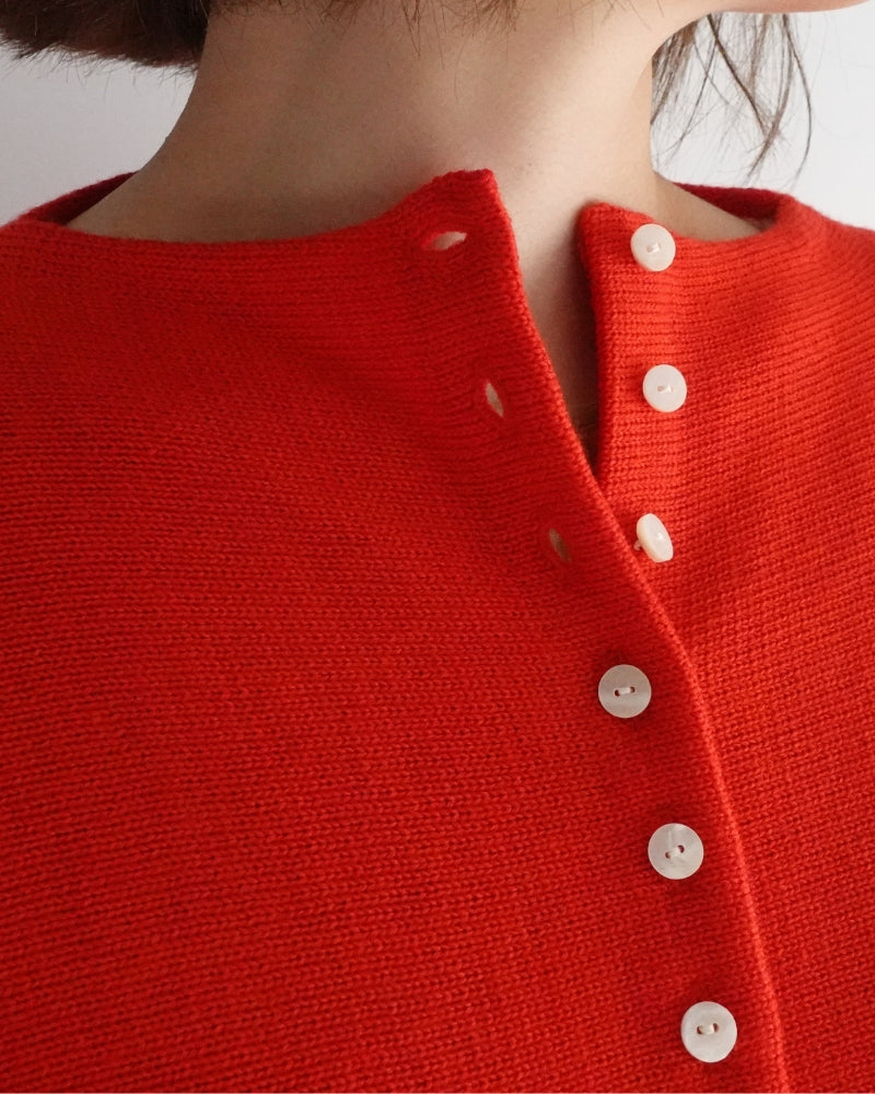 Bottleneck Boiled Wool Knit in Red