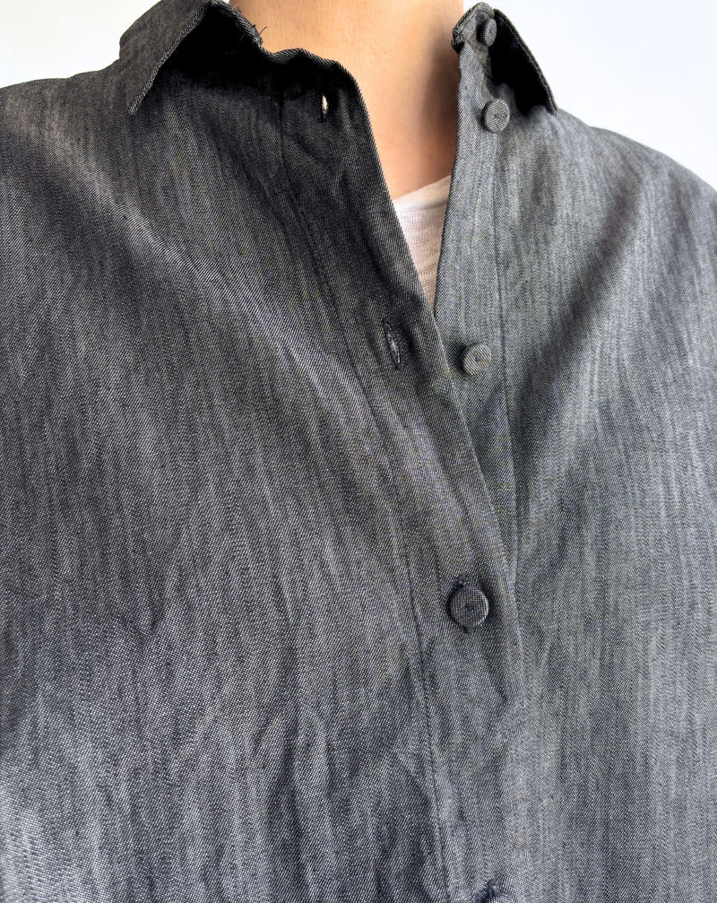 A‐LINE SHORT SHIRT (DENIM) in Black