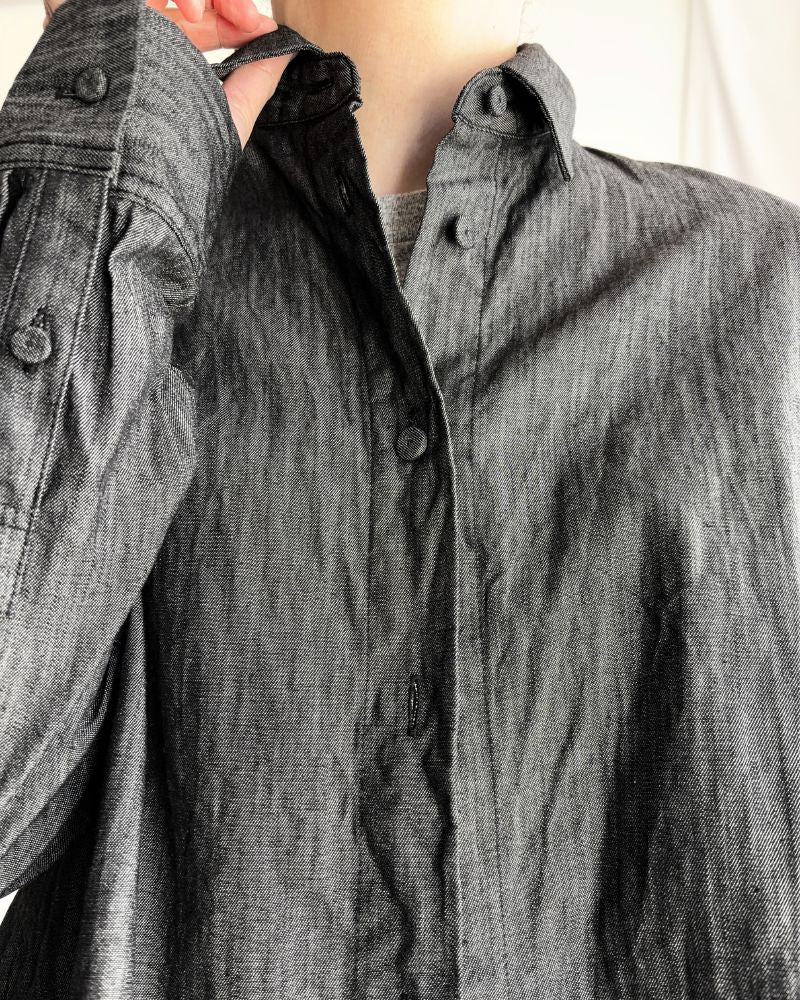 A‐LINE SHORT SHIRT (DENIM) in Black