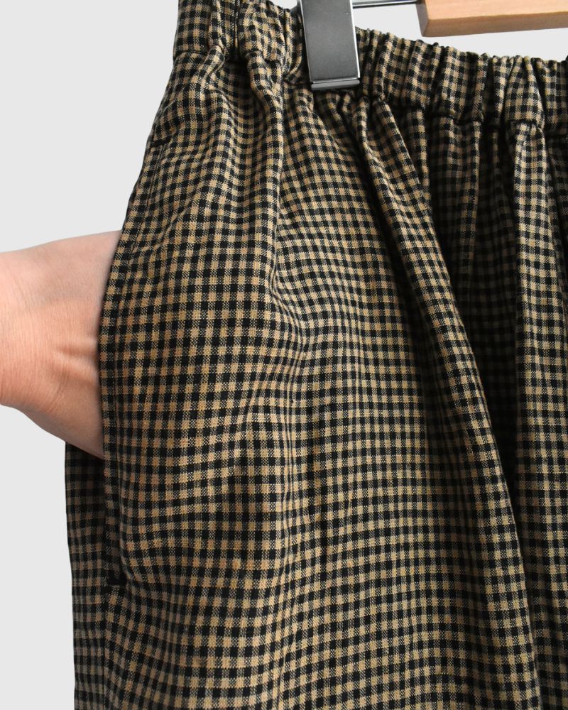 Wide Cocoon Gathered Pants in Camel/Black