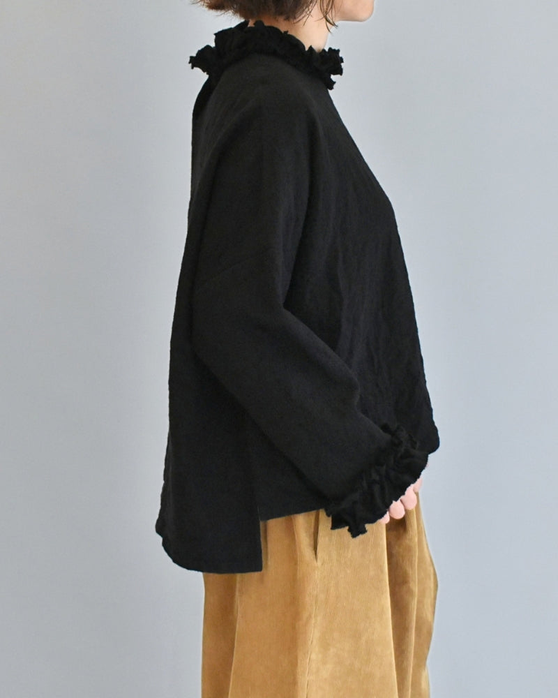 Wool Box Pullover in Black