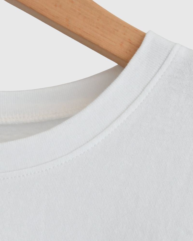 Half-Sleeve Drawstring T-shirt in White
