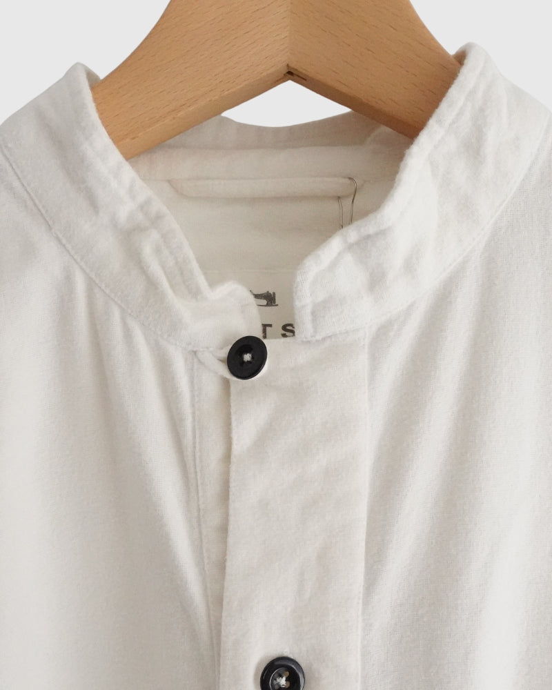Stand Collar Shirt in White