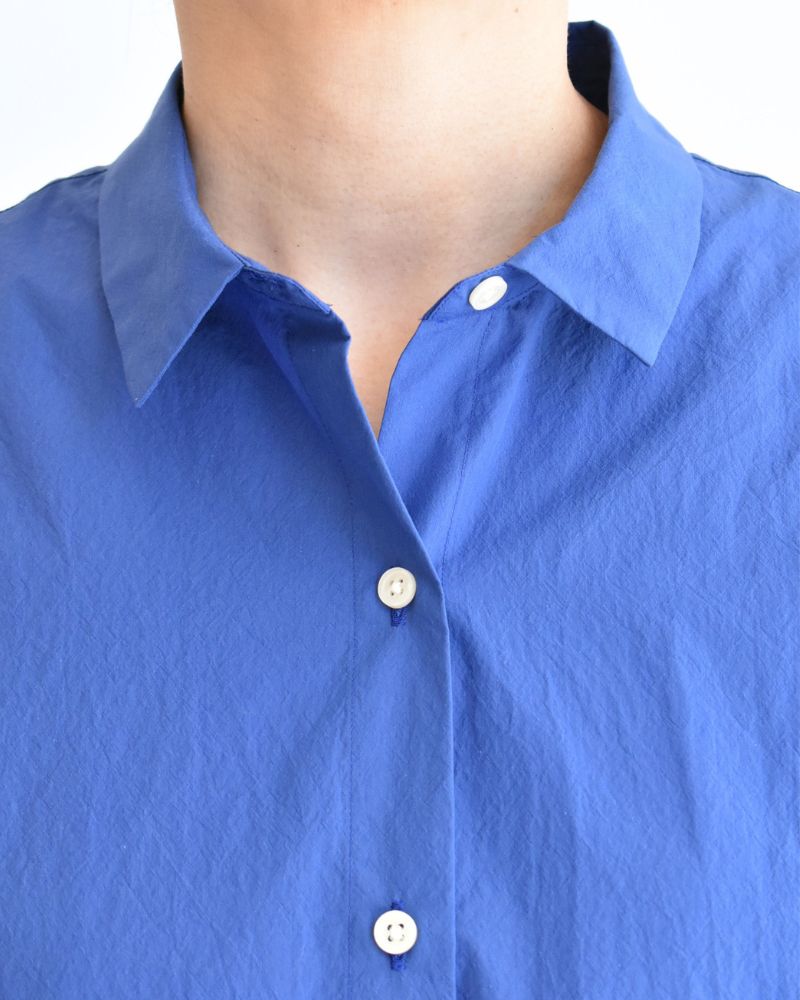 TENDER-W Back Gather French Sleeve Blouse in Blue